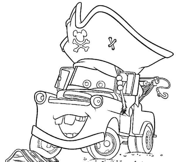 600x553 Tow Mater Wearing Pirate Hat Coloring Pages Color Luna