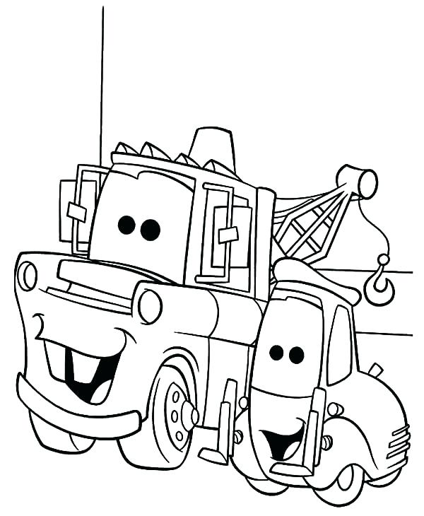 600x730 Lightning Mcqueen And Mater Coloring Pages Free Cars Coloring