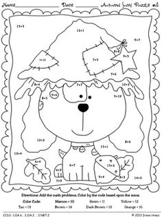236x315 Autumn Addition ~ Math Printables Color By The Code Puzzles