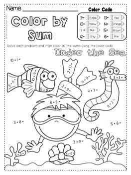263x350 Addition Math Center Coloring Page Free Color By Number Tpt