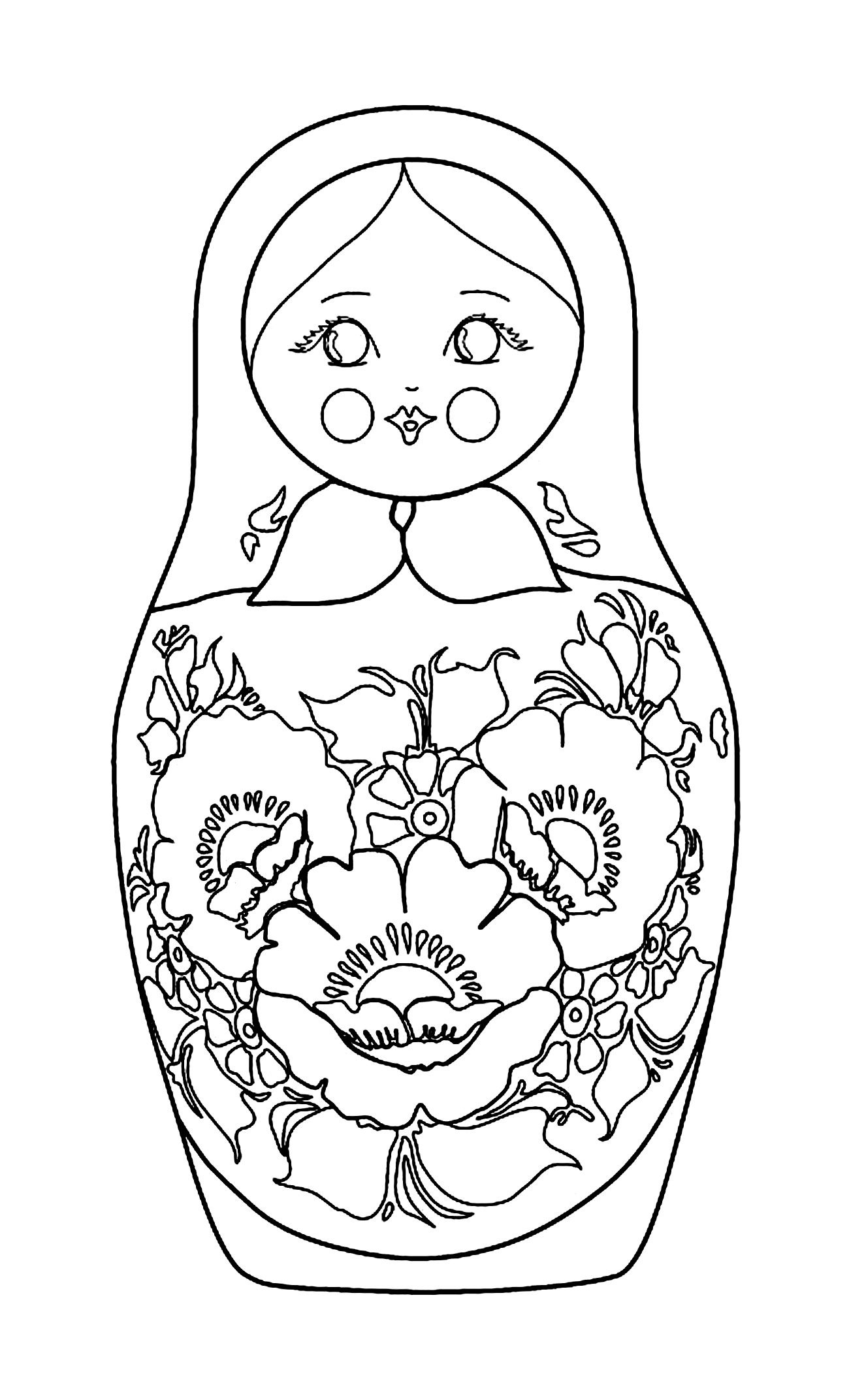 1300x2144 Free Russian Doll Coloring Page, From Www.coloring Pages Adults
