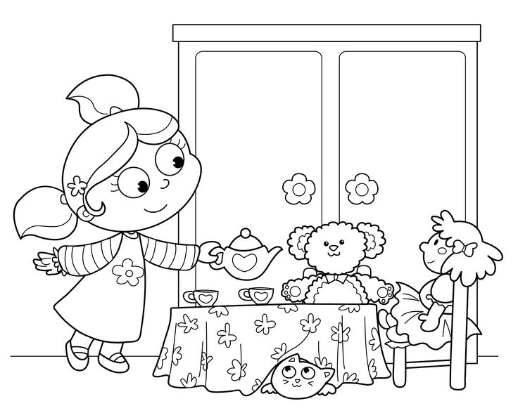 736x588 Tea Coloring Art Print Web Gallery Party Book On Matryoshka