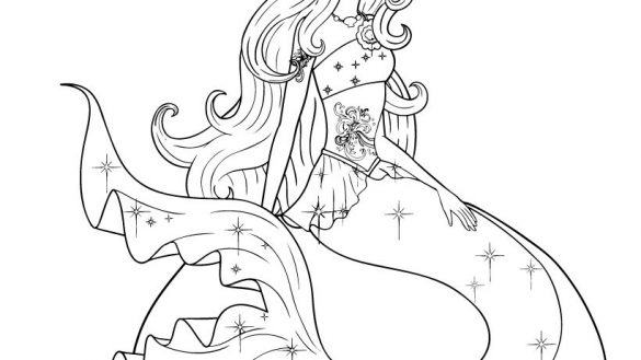 585x329 Mermaid Barbie Coloring Pages Coloring Book