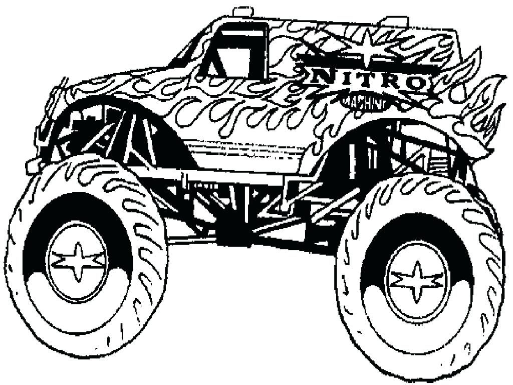 1024x768 Awesome Coloring Book Max D Monster Truck Page Free Printable