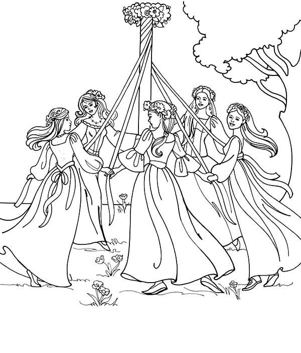 600x702 Maypole Dancing On May Day Coloring Pages Best Place To Color