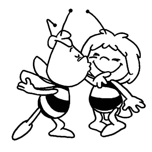 600x600 Maya The Bee Getting Kissed By Willy Coloring Page