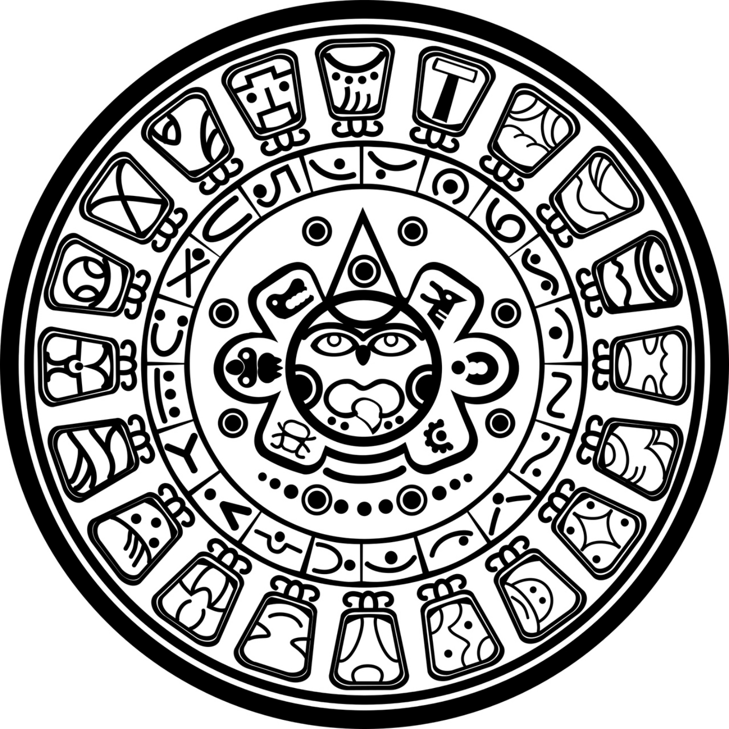 1440x1440 Fresh Mayan Calendar Coloring Page