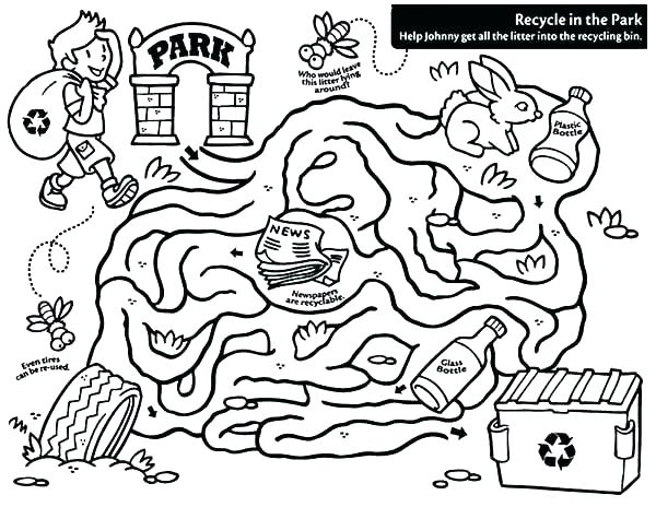 600x464 Maze Coloring Pages Maze Coloring Page Recycling Coloring
