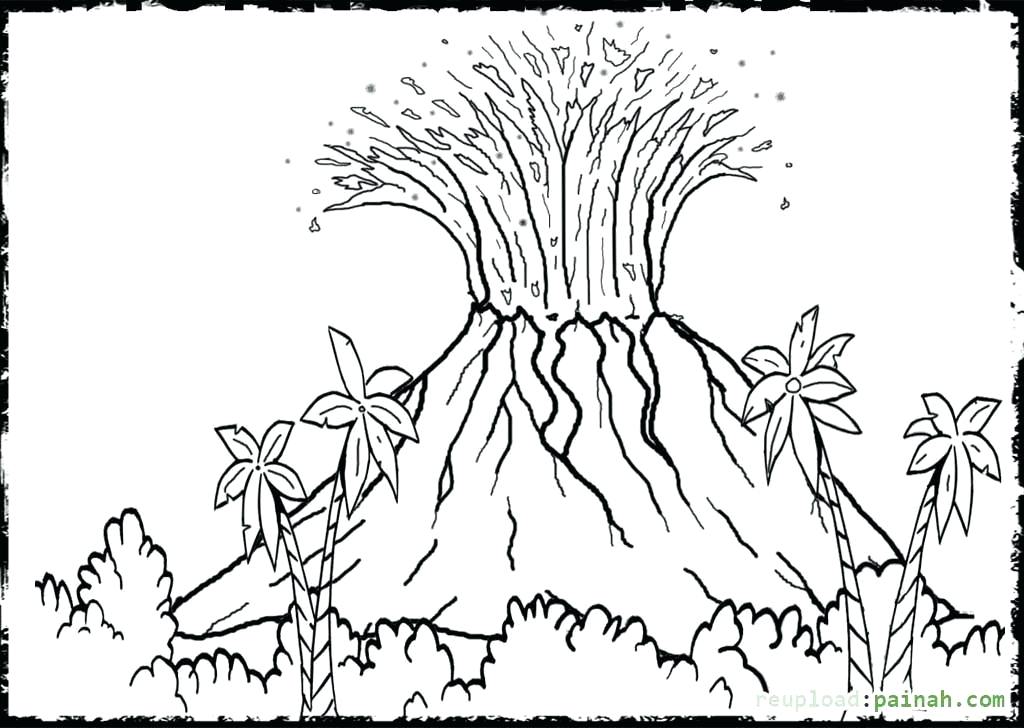 1024x728 Volcano To Colour In Volcano Coloring Page Colour Volcano Red
