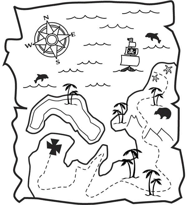 600x657 Treasure Maps Coloring Pages