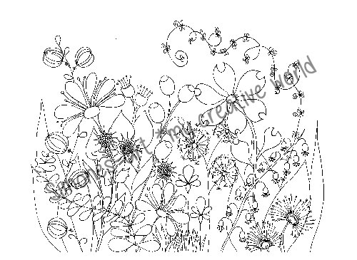 500x365 Flower Meadow 3 Adult Coloring Page A4