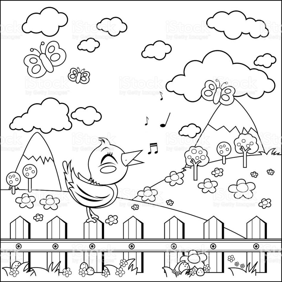 948x948 Coloring Page With Meadow