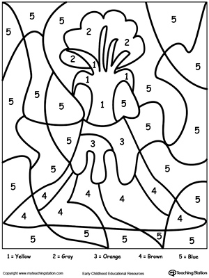 300x400 Kindergarten Color By Number Printable Worksheets