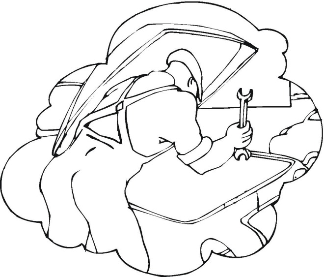 660x563 Car Mechanic Coloring Page