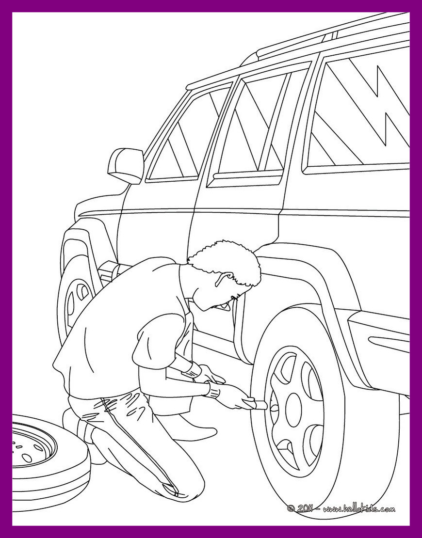 870x1110 Car Mechanic Coloring Pages