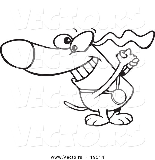 600x620 Vector Of A Cartoon Champion Dog With A Medal