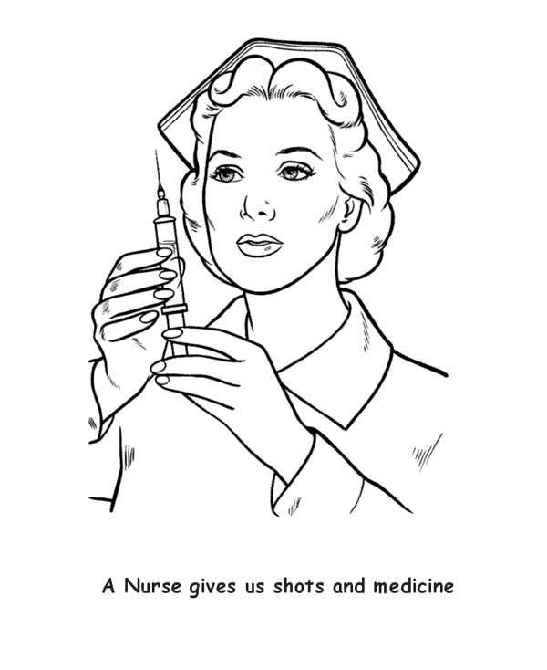 600x734 A Nurse Gives Us Shots And Medicine Coloring Page