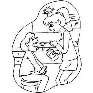 300x300 Boy Taking Medicine Coloring Page