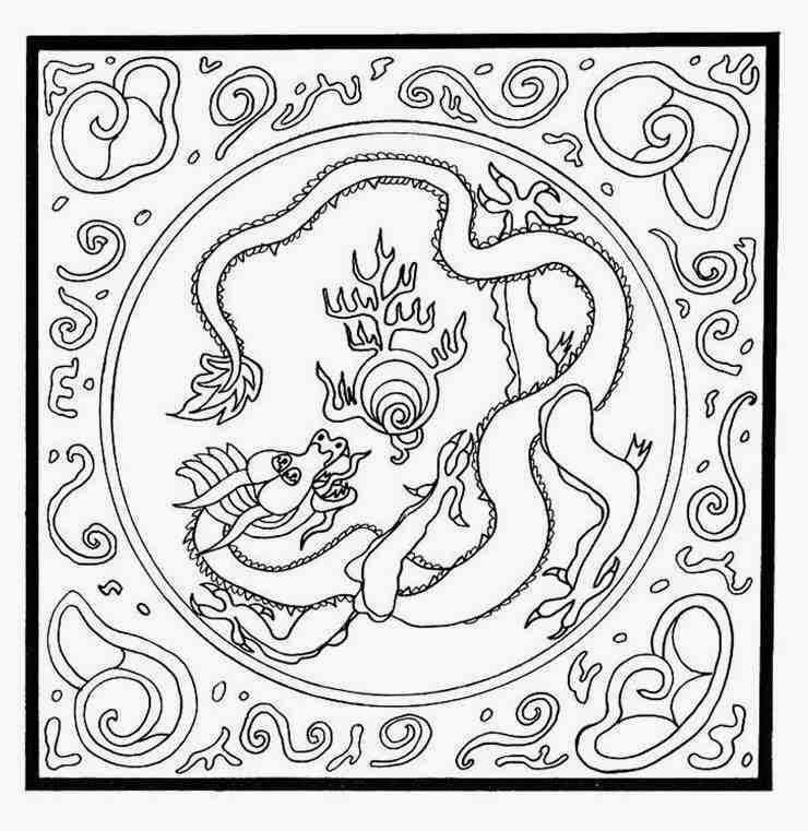 740x761 Animal Dragon Mandala Coloring Pages With Pearl