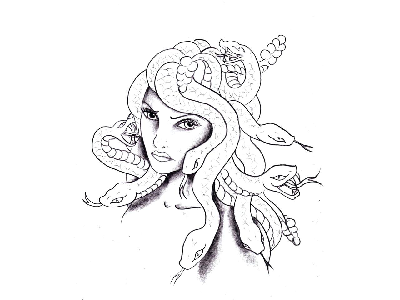 1280x960 Medusa Coloring Pages Images Drawn Moon Pencil And In Color Page 3