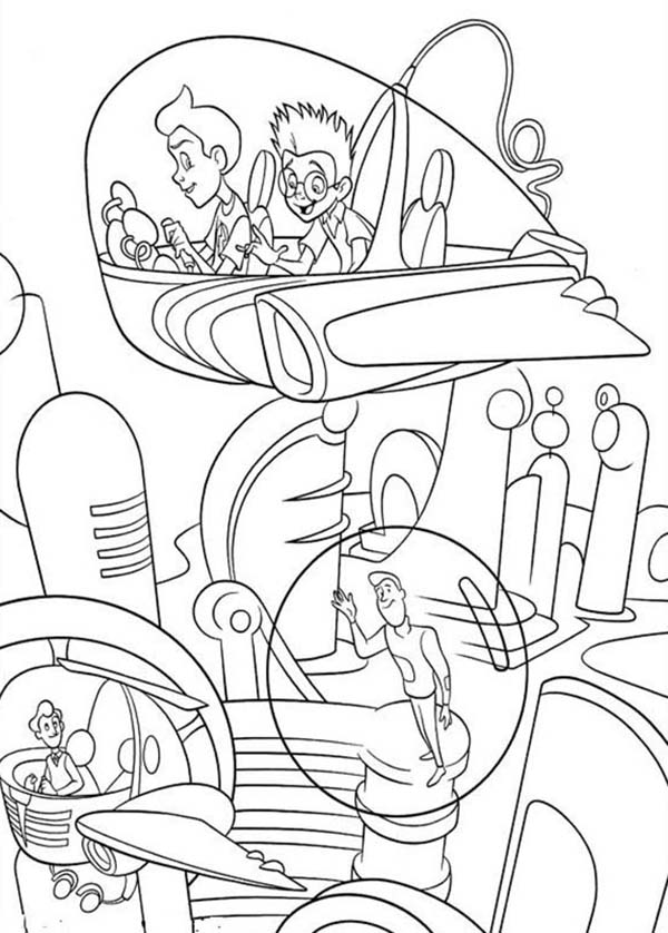 600x838 Lewis And Wilbur Around The City In Meet The Robinsons Coloring