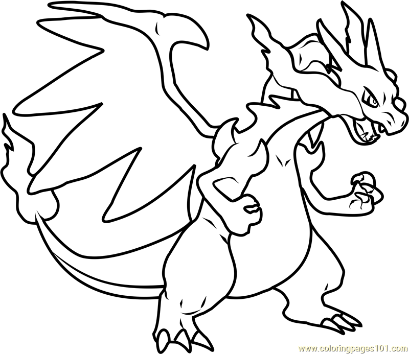 800x693 Mega Charizard X Pokemon Coloring Page