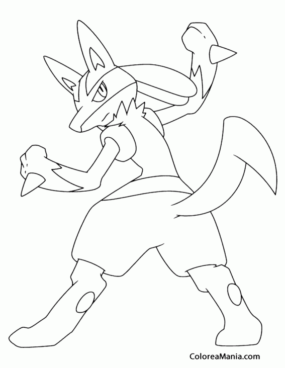 567x732 Colorear Lucario De Espaldas Pokemon Dibujo Para Gratis On Pokemon
