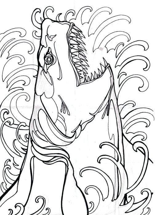 504x697 Megalodon Coloring Pages Items Similar To Giant Shark Horror Art