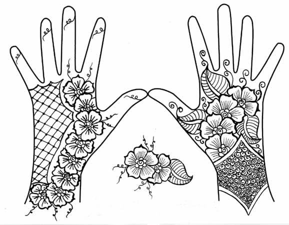 578x450 12 Images Of Hand Mehndi Henna Coloring Pages