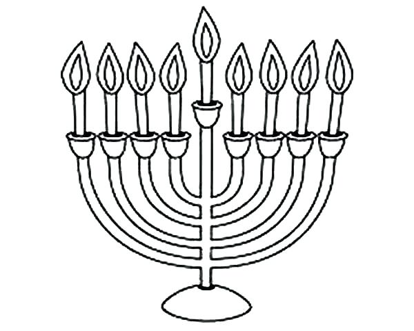 600x480 Colorear Hanukkah Menorah Menorah Coloring Page Dibujos Para