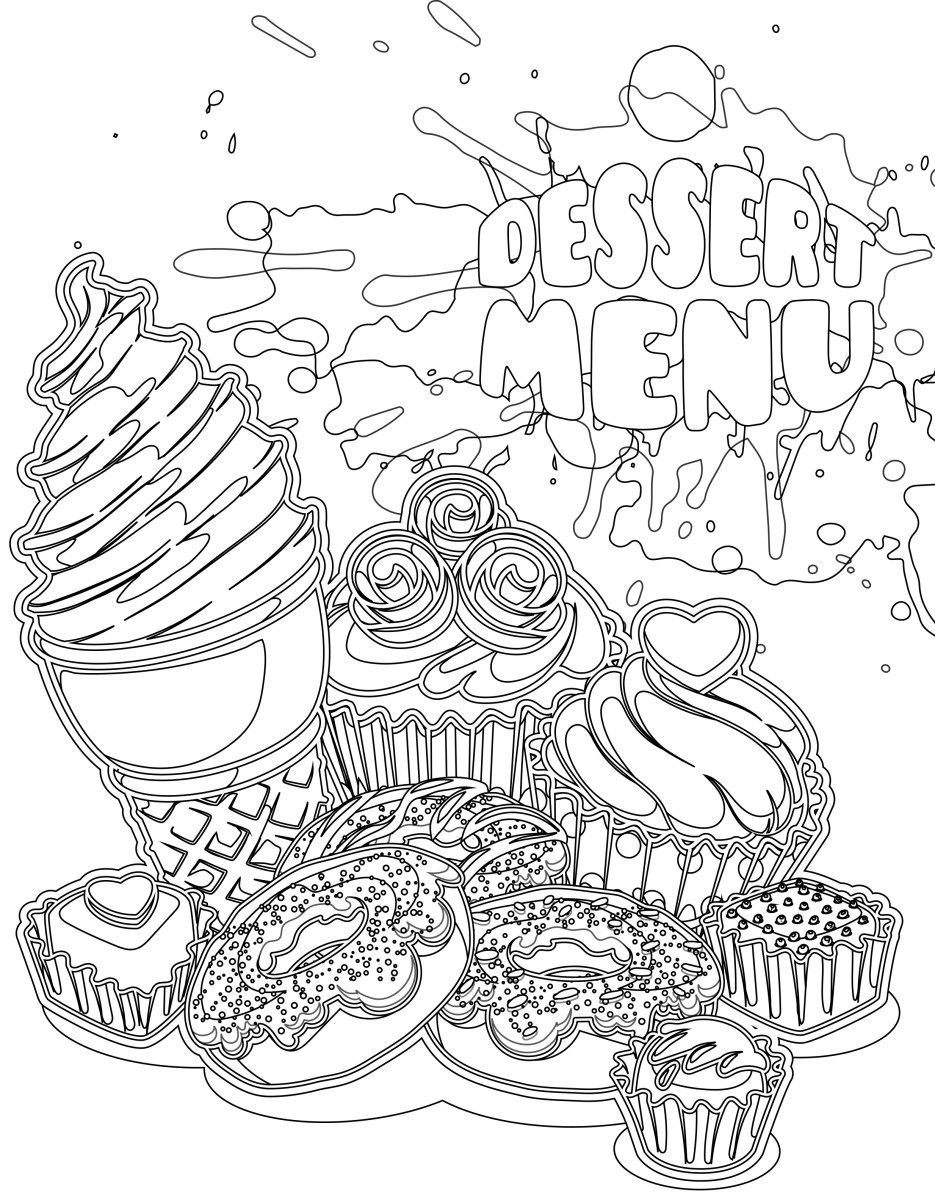 935x1200 Coloriages Adulte Gratuit, Menu Dessert Adult Coloring