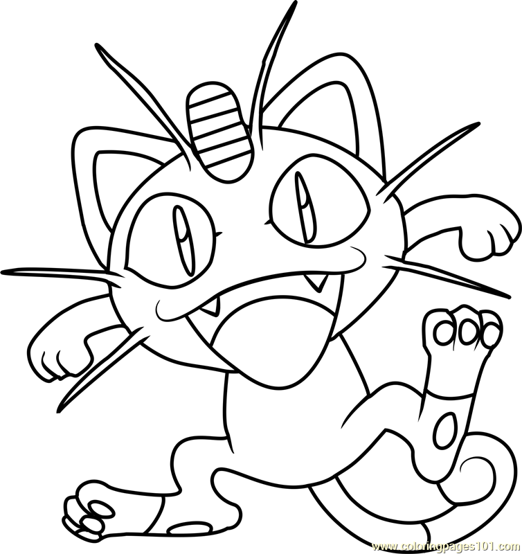 754x800 Meowth Pokemon Coloring Page