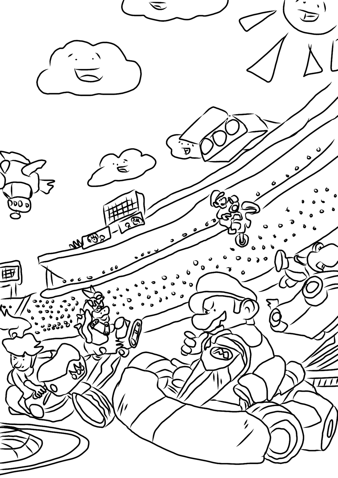 1131x1600 Go Kart Coloring Pages Free Coloring For Kids 2018