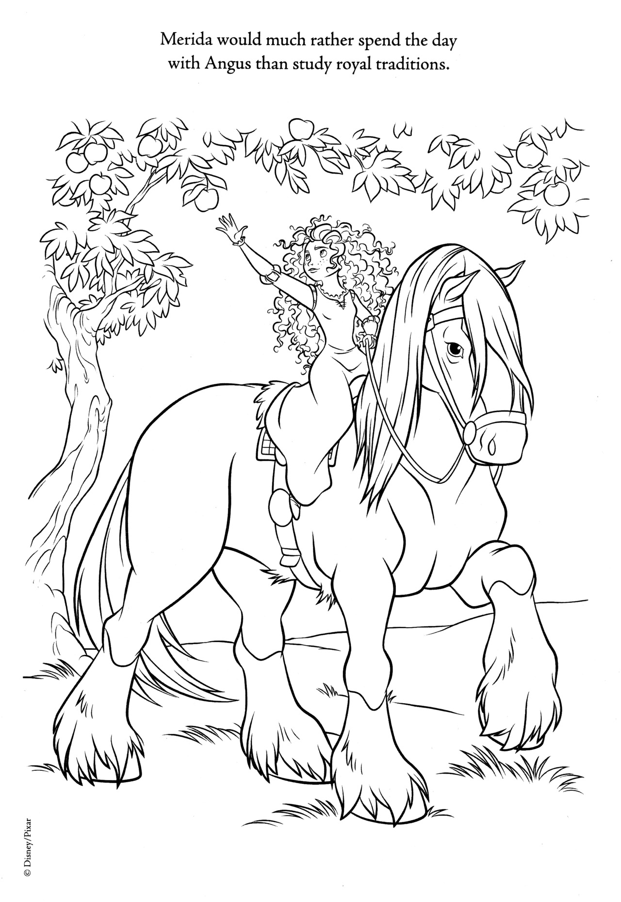 1280x1857 Brave Coloring Page Of Merida And Her Horse, Angus. Omalovanky