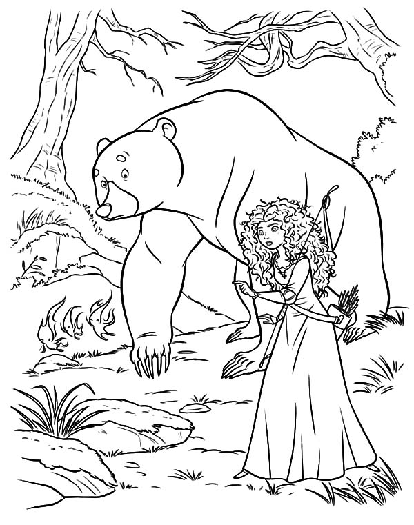 600x761 Princess Merida And Her Mother Following Will O The Wisps Coloring