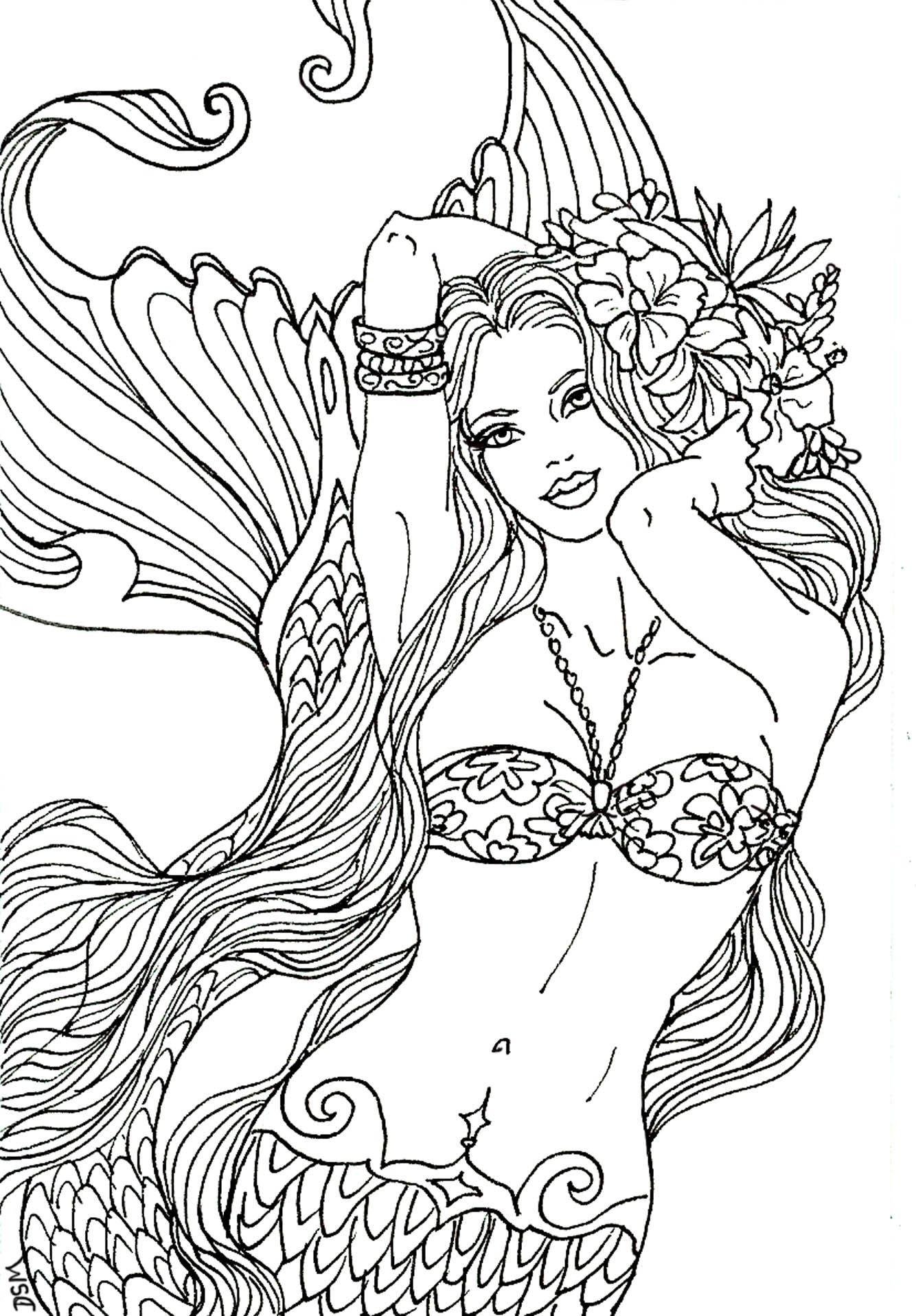 1334x1917 For Mermaid Adult Coloring Pages