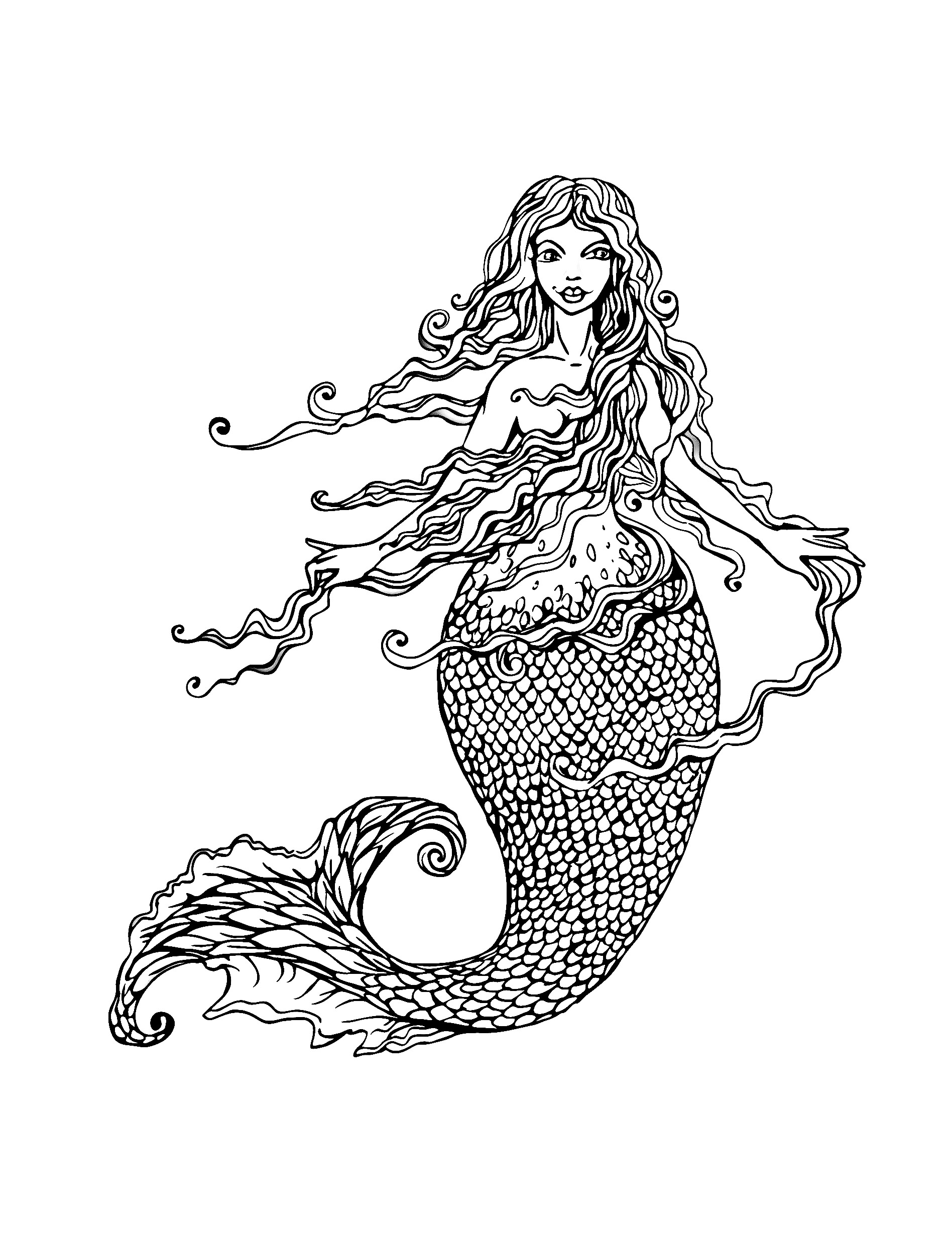 1896x2480 Mermaid With Long Hair