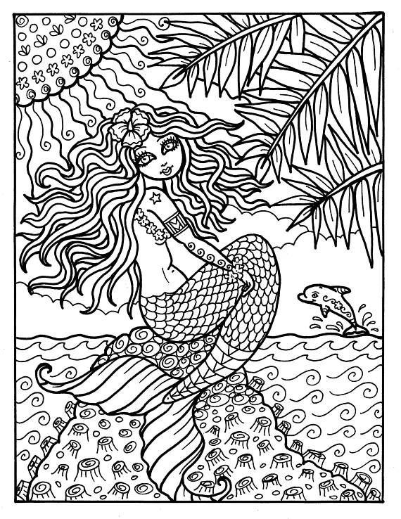 570x738 286 Best Mermaid Coloring Pages For Adults Images