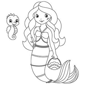 300x300 Free Printable Coloring Pages For Girls Mermaid Images, Mermaid