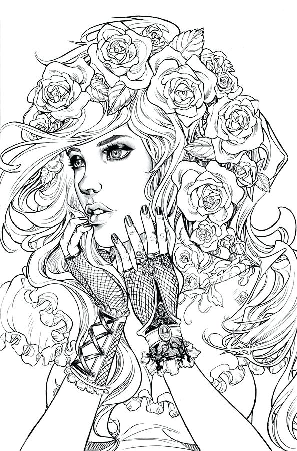 593x900 Mermaid Coloring Pages For Adults