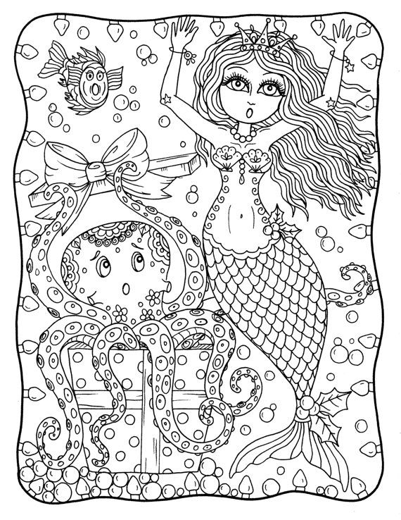 570x738 285 Best Mermaid Coloring Pages For Adults Images