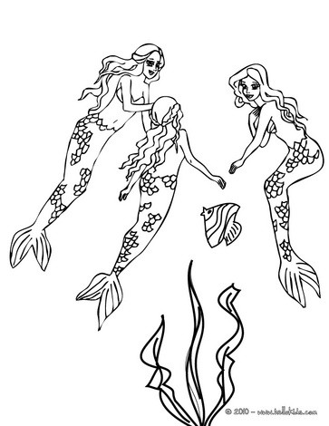 363x470 Mermaid And Dolphins Coloring Pages