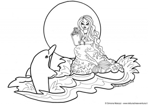 500x354 Mermaid And Dolphins Coloring Pages Hellokids Mermaid Dolphin