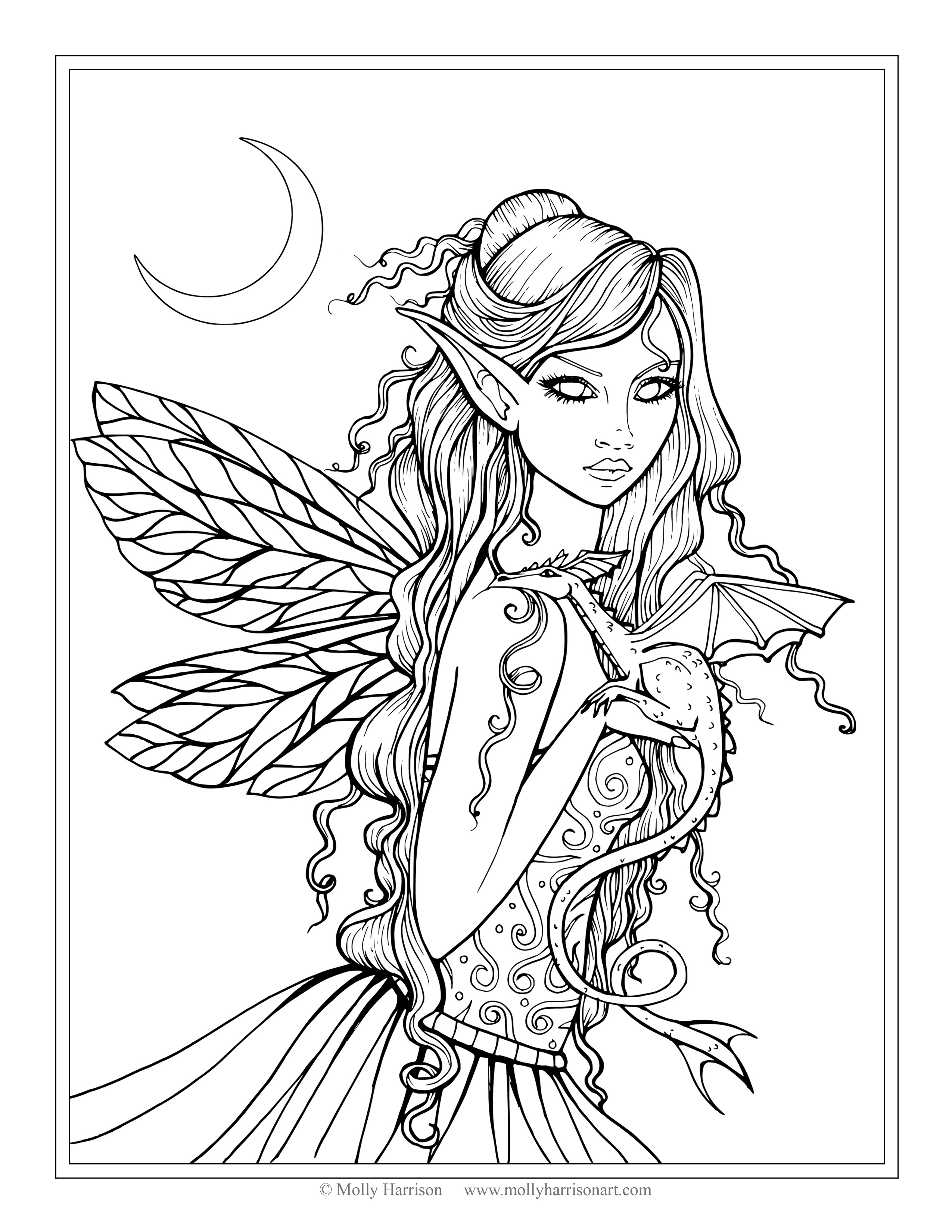 2550x3300 Coloring Pages Mermaids Fairies Inspiration Free Fairy And Dragon