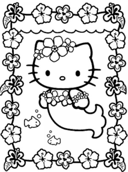 447x600 Hello Kitty Mermaid Coloring Pages Printables Hk