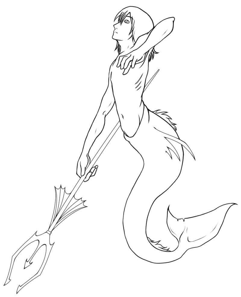 Merman Coloring Pages