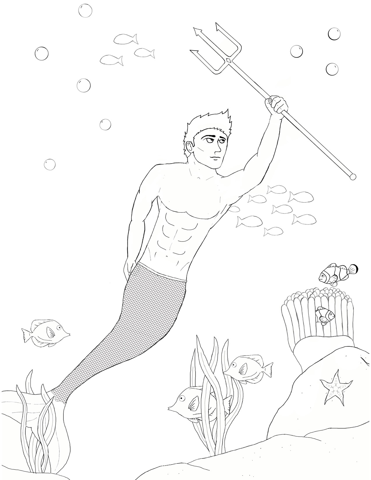 1275x1650 Pleasurable Design Ideas Merman Coloring Pages For Kids To Print