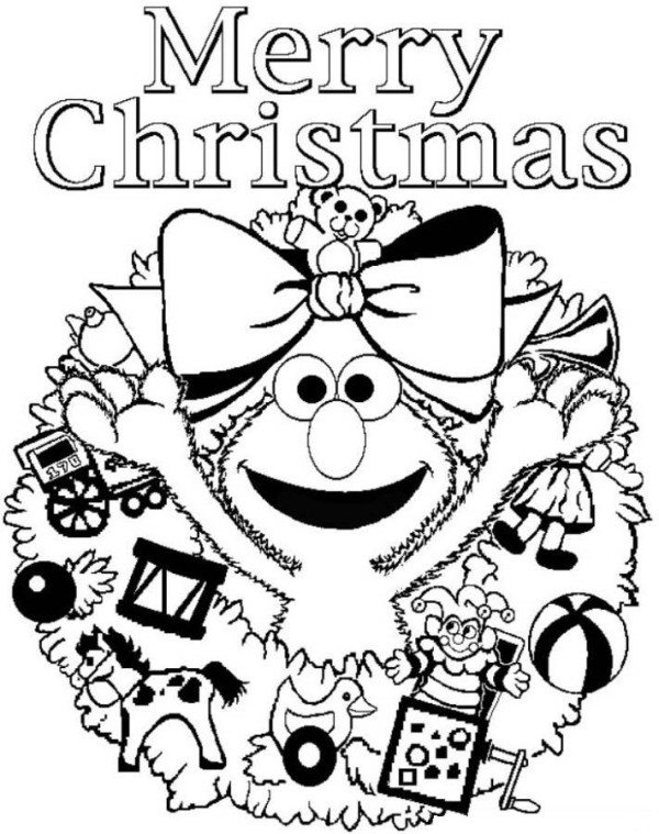 600x759 Elmo Sesame Street Merry Christmas Coloring Page