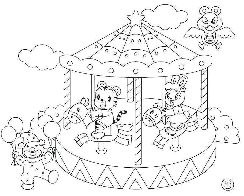 800x643 Carousel Coloring Page Coloring Page Merry Go Round Free Printable
