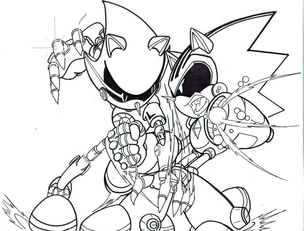 1024x778 Shocking Metal Sonic Coloring Page Image Of The Hedgehog To Print